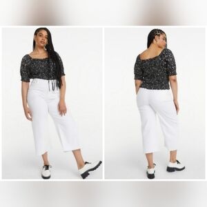 NWT Wide-Leg Jeans High-Rise Plus Size White Colour Stretchy Cropped